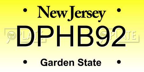 DPHB92 New Jersey License Plate