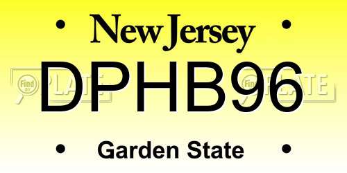 DPHB96 New Jersey License Plate