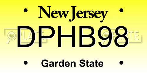 DPHB98 New Jersey License Plate