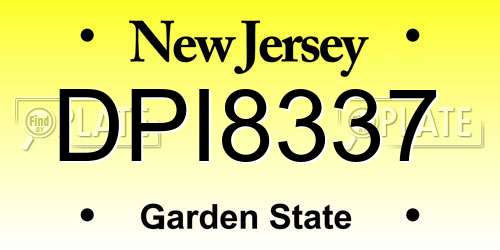 DPI8337 New Jersey License Plate