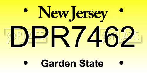 DPR7462 New Jersey License Plate