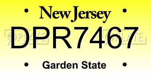 DPR7467 New Jersey License Plate