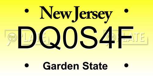 DQ0S4F New Jersey License Plate