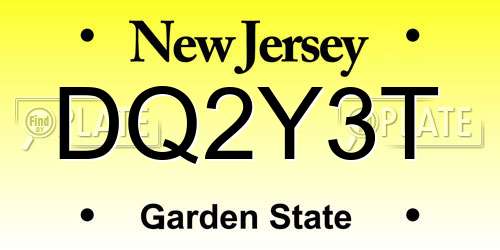 DQ2Y3T New Jersey License Plate