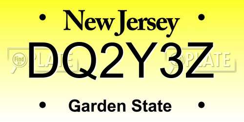 DQ2Y3Z New Jersey License Plate