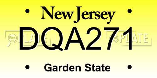 DQA271 New Jersey License Plate