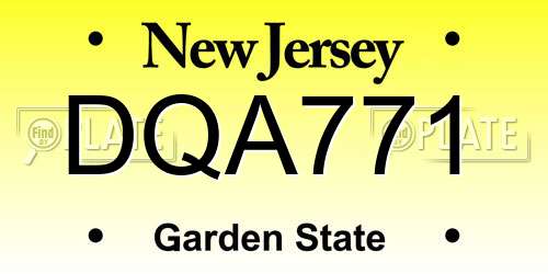 DQA771 New Jersey License Plate