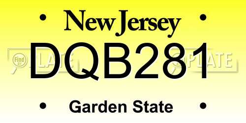DQB281 New Jersey License Plate
