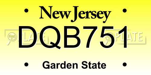 DQB751 New Jersey License Plate