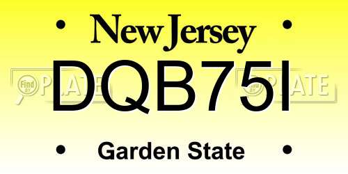 DQB75I New Jersey License Plate