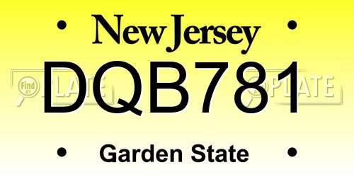 DQB781 New Jersey License Plate