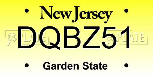 DQBZ51 New Jersey License Plate