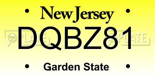 DQBZ81 New Jersey License Plate
