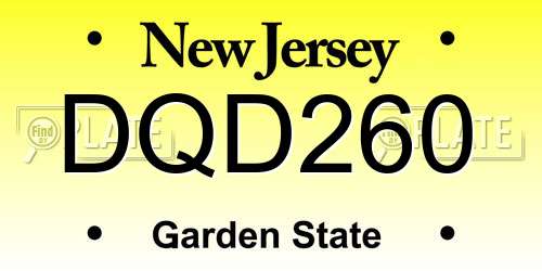 DQD260 New Jersey License Plate