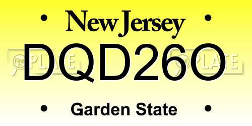 DQD26O New Jersey License Plate