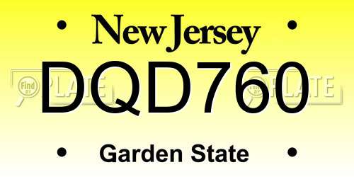 DQD760 New Jersey License Plate