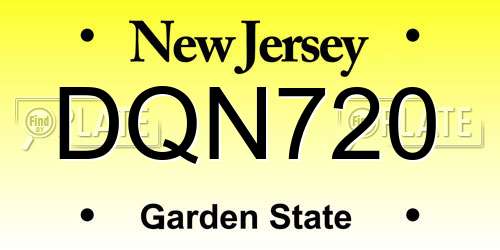 DQN720 New Jersey License Plate