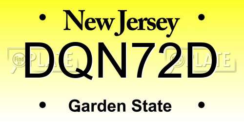 DQN72D New Jersey License Plate