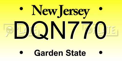 DQN770 New Jersey License Plate