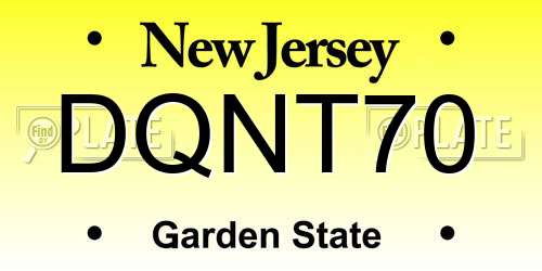 DQNT70 New Jersey License Plate