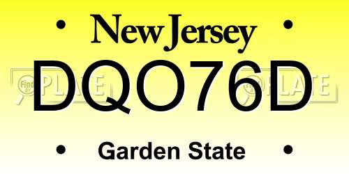 DQO76D New Jersey License Plate