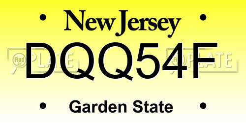 DQQ54F New Jersey License Plate