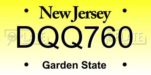 DQQ760 New Jersey License Plate
