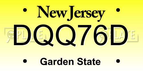 DQQ76D New Jersey License Plate