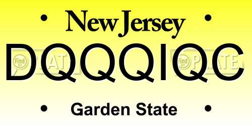 DQQQIQC New Jersey License Plate