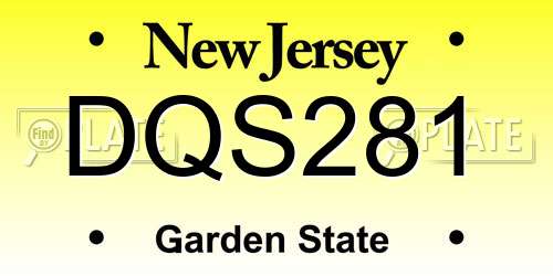 DQS281 New Jersey License Plate