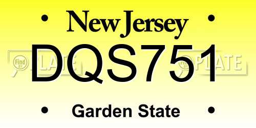 DQS751 New Jersey License Plate