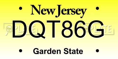 DQT86G New Jersey License Plate
