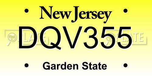 DQV355 New Jersey License Plate