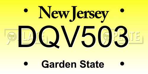 DQV503 New Jersey License Plate