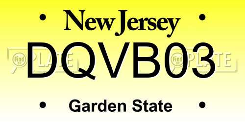 DQVB03 New Jersey License Plate