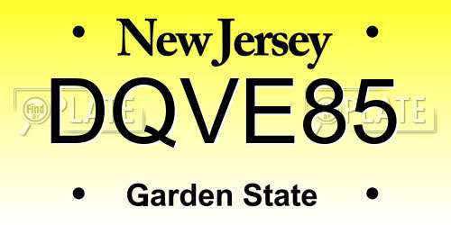 DQVE85 New Jersey License Plate