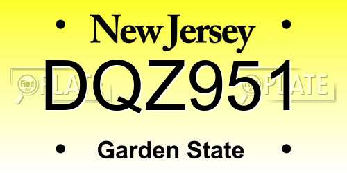 DQZ951 New Jersey License Plate