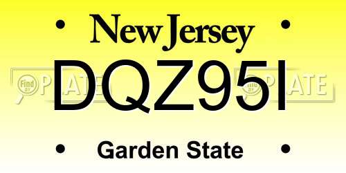 DQZ95I New Jersey License Plate