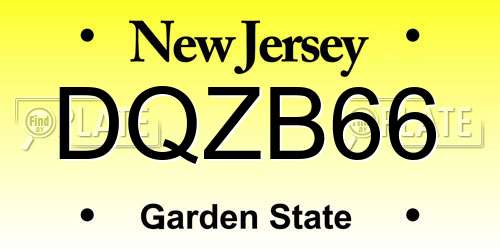 DQZB66 New Jersey License Plate