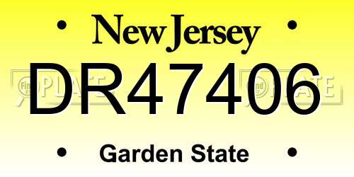 DR47406 New Jersey License Plate