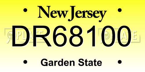 DR68100 New Jersey License Plate