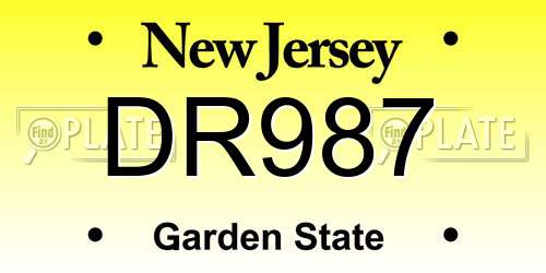 DR987 New Jersey License Plate