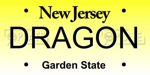 DRAGON New Jersey License Plate