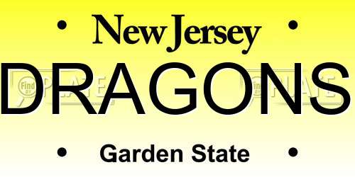 DRAGONS New Jersey License Plate