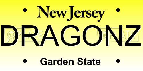 DRAGONZ New Jersey License Plate