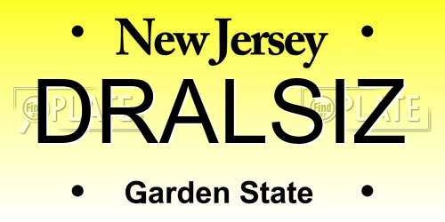 DRALSIZ New Jersey License Plate