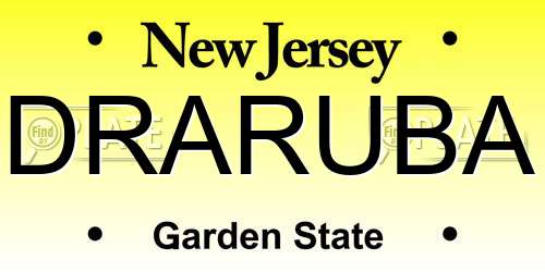 DRARUBA New Jersey License Plate