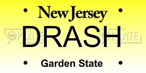 DRASH New Jersey License Plate