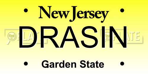 DRASIN New Jersey License Plate