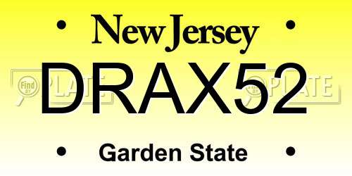 DRAX52 New Jersey License Plate